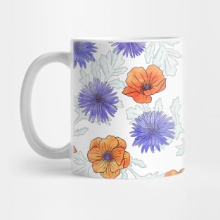 Poppy and Aster Flowers Mug